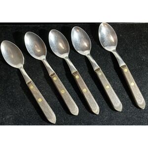 Set of 5 Town & Country Washington Forge WF Walnut Wooden Handle Spoons